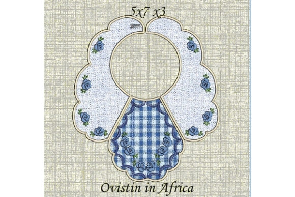 Blue Floral Baby Bib for Small Hoops