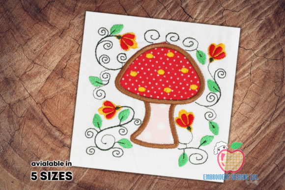 Mushroom with Floral Design Applique